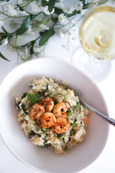 Basil & Green Pea Risotto with Shrimp