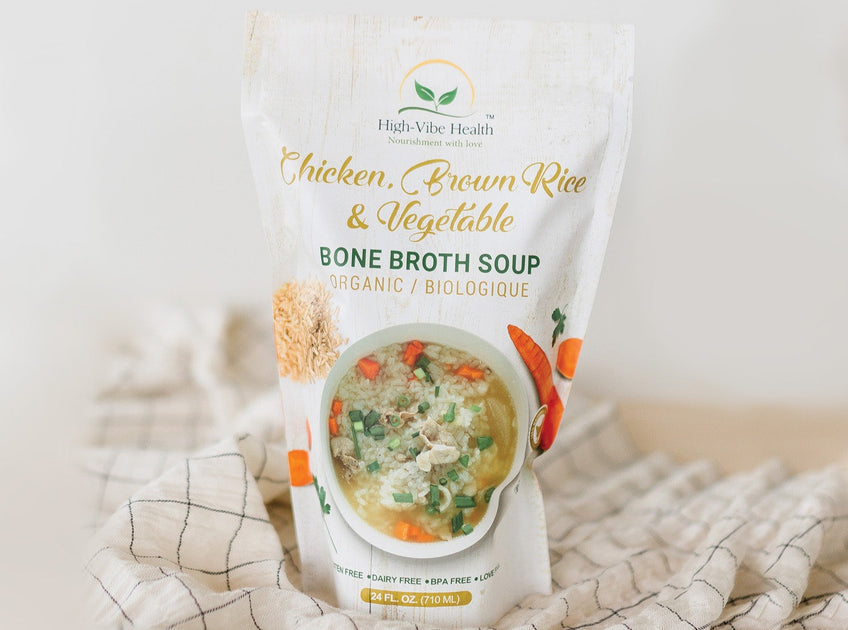 Organic Chicken, Brown Rice & Vegetable Bone Broth Soup HighVibe Health