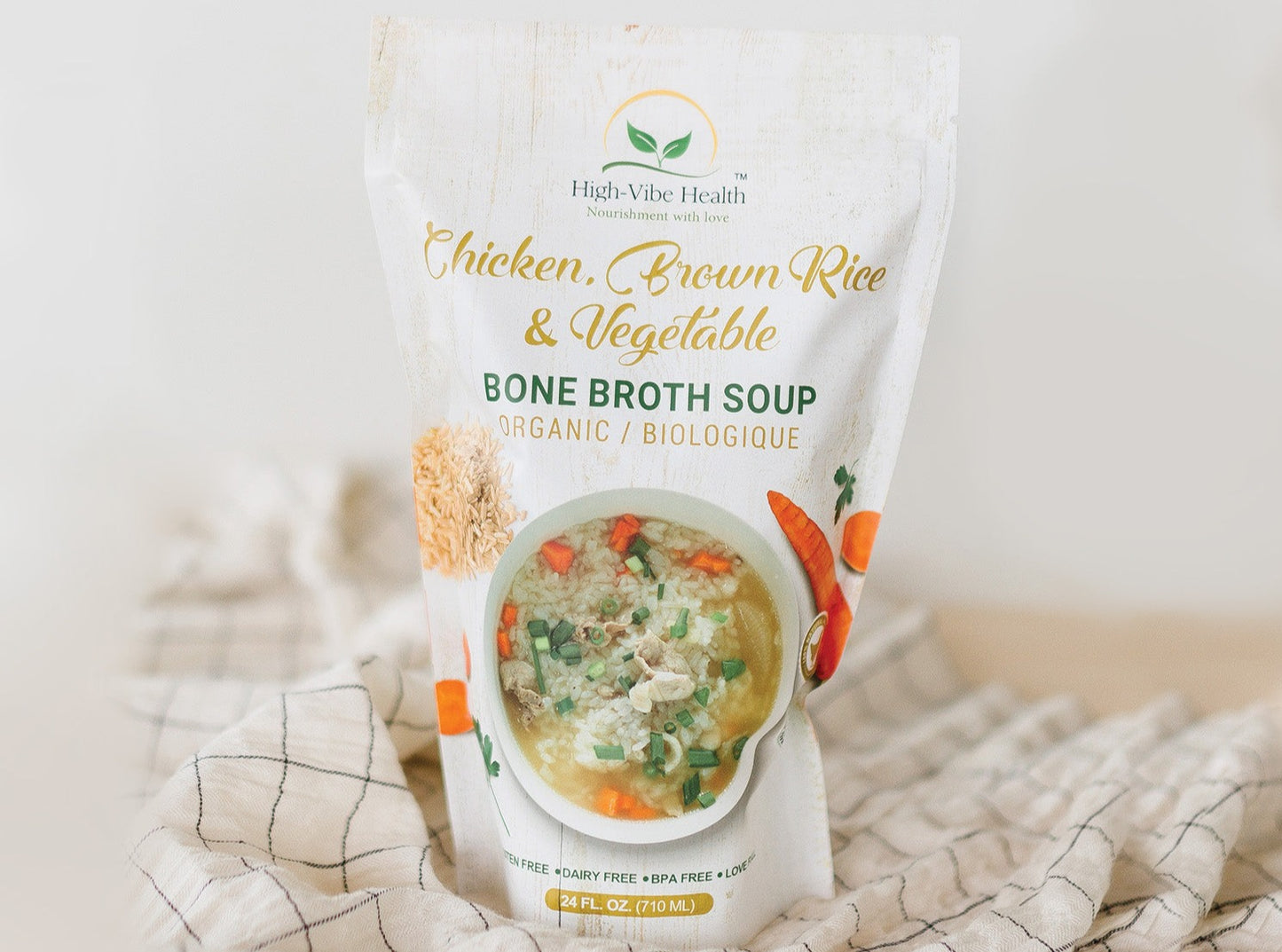 Organic Chicken, Brown Rice & Vegetable Bone Broth Soup